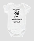 Organik %100 Pamuk Dayımı Aratmayın Bana Yazılı Bebek Body Badi Çıtçıtlı Zıbın ZBN024