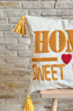 Swita Home Punch Işlemeli Tekli Dekoratif Home Sweet Home Kırlent Kılıfı (PANÇ)
