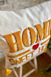 Swita Home Punch Işlemeli Tekli Dekoratif Home Sweet Home Kırlent Kılıfı (PANÇ)