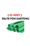 ( 25 Adet ) 50x70 Cm Koyu Yeşil Renkli Fon Kartonu Rulo Canlı Renk Büyük Boy Anaokulu Kreş Okul