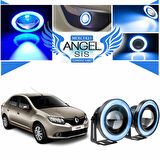 Dacia Logan Uyumlu, Universal Mercekli Led Angel Sis Farı, 76mm Buz Mavi Renk