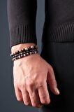 Sertifikalı Rodonit Erkek&Kadın Set Doğal Taş Bileklik Güneş Taşı,Hematit 8mm ve 6mm