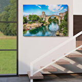 Harita Sepeti Mostar Köprüsü Kanvas Duvar Tablosu-1115