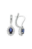 Pırlanta Ve Oval Safir Taşlı Anturaj Küpe