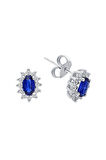 Pırlanta Ve Oval Safir Taşlı Anturaj Küpe