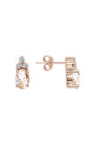 Pırlanta Ve Oval Morganite Taşlı Saga Küpe