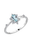 Pırlanta ve Sky Blue Topaz Buz Kristali Yüzük