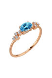 Pırlanta ve Oval Mavi Topaz Taşlı Aquala Yüzük 1117R0340