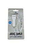 3.4a Çift Girişli (micro) Kablolu Araç Şarj Aleti Vtx-032