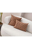 Swita Home İKİLİ Dekoratif Puantiye Keten Kumaşlı Kırlent Kılıfı 43x43, 35X50