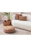 Swita Home Dekoratif Yer Minderi ve İkili Puantiye Keten Kumaşlı Kırlent Kılıfı ,60X60, 43x43,35X50