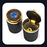 Üniversal Porselen Yanmaz Koku Geçirmez Altın Seramik Mavi Işıklı Lüx Oto Küllük Dumansız Kapaklı Spor Araç İçi Küllük Araba Küllüğü Gold