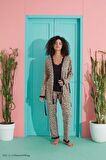 Pijamoni VİSKON Kadın Askılı 3'lü Pijama Takım 7400-1- Leopar
