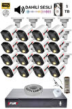FURY 16 Kamera Sesli Gece Renkli Güvenlik Kamerası Full Hd-su Geçirmez Güvenlik Kamerası Seti 1TB