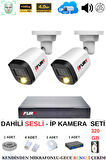 FURY Ip Güvenlik Kamera Seti 2 Kameralı Sesli 4mp Gece Renkli Su Geçirmez Ip5515s 320gb