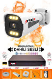 FURY 1 li Sesli 6 Warm Led Gece Renkli Görüş Su Geçirmez Güvenlik Kamerası Seti 1TB