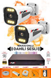 FURY 2 li Sesli 6 Warm Led Gece Renkli Görüş Su Geçirmez Güvenlik Kamerası Seti 1TB