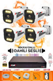 FURY 4 LÜ Sesli 6 Warm Led Gece Renkli Görüş Su Geçirmez Güvenlik Kamerası Seti 320GB