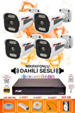 FURY 4 LÜ Sesli 6 Warm Led Gece Renkli Görüş Su Geçirmez Güvenlik Kamerası Seti 320GB