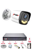 FURY 1 Kameralı 4 Warm Led Gece Renkli Görüş-Cepten İzle-Su Geçirmez Güvenlik Kamerası Seti 1TB