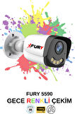 FURY 2 Kameralı 4 Warm Led Gece Renkli Görüş-Cepten İzle-Su Geçirmez Güvenlik Kamerası Seti 320GB