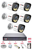 FURY 5 Kameralı 4 Warm Led Gece Renkli Görüş-Cepten İzle-Su Geçirmez Güvenlik Kamerası Seti 250GB