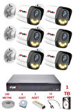 FURY 6 Kameralı 4 Warm Led Gece Renkli Görüş-Cepten İzle-Su Geçirmez Güvenlik Kamerası Seti 1TB