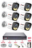 FURY 6 Kameralı 4 Warm Led Gece Renkli Görüş-Cepten İzle-Su Geçirmez Güvenlik Kamerası Seti 320GB