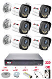 FURY 6 Kameralı 4 Warm Led Gece Renkli Görüş-Cepten İzle-Su Geçirmez Güvenlik Kamerası Seti 320GB