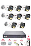 FURY 8 Kameralı 4 Warm Led Gece Renkli Görüş-Cepten İzle-Su Geçirmez Güvenlik Kamerası Seti 1TB
