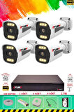 FURY 4 Kameralı 6 Warm Led Gece Renkli Görüş-Cepten İzle-Su Geçirmez Güvenlik Kamerası Seti 1TB