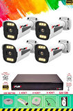 FURY 4 Kameralı 6 Warm Led Gece Renkli Görüş-Cepten İzle-Su Geçirmez Güvenlik Kamerası Seti 320GB