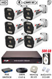FURY 6 Kameralı Ip Güvenlik Kamerası Seti Sesli 4mp Gece Renkli Su Geçirmez 1506s 500GB