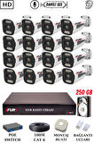 FURY 16 Kameralı Ip Güvenlik Kamerası Seti Sesli 4mp Gece Renkli Su Geçirmez 1506s 250GB