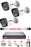 FURY 3 LÜ Sesli Gece Renkli Görüş Güvenlik Kamerası Su Geçirmez Güvenlik Kamerası Seti 5590s 1TB
