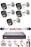 FURY 5 li Sesli Gece Renkli Görüş Güvenlik Kamerası Su Geçirmez Güvenlik Kamerası Seti 5590s 1TB