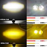 Baykuş Sis Farı Çift Renk Sarı-Beyaz Araç Motosiklet Off Road Led Lamba Delici Yayıcı Projektör 50W Metal Arazi Çalışma Lambası 1 Adet