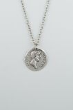 Sezar Sikke - Roma Aelius Caesar Erkek Kadın Kolye Antik Gümüş Kaplama - 60 cm Düz Zincir