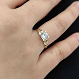 Chavin 1 Carat Tek Taş Sarı Altın Yüzük br10