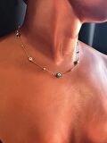 Nazar Boncuklu Choker Gold Çelik Kolye -Sevgili Takı Koleksiyonu