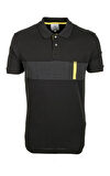 Erkek Polo Yaka Tişört Baskılı Siyah %100 Pamuk Slim Fit T-shirt NCS JEANS 1124