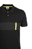 Erkek Polo Yaka Tişört Baskılı Siyah %100 Pamuk Slim Fit T-shirt NCS JEANS 1124