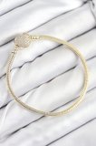 Pirinç Charm Zirkon Taşlı Kalp Model Gold Renk Kadın Bileklik