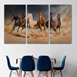 Harita Sepeti Koşan Atlar Dekoratif Kanvas Tablo 1126