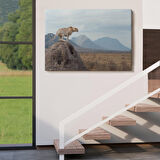 Harita Sepeti Leopar Dekoratif Kanvas Tablo -1127