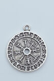 Vegvisir Pusula - Viking Sembol Gümüş Kaplama Kolye Ucu