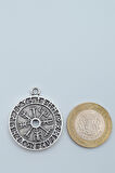 Vegvisir Pusula - Viking Sembol Gümüş Kaplama Kolye Ucu