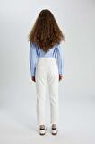 DeFacto Mary Vintage Straight Fit Yüksek Bel Bilek Boy Beyaz Jean Pantolon C1318AX24SMWT1