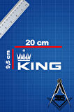 Kıng 20x9,5 Jdm Yazı Araba-motosiklet Cam Etiket Sticker Beyaz Renk
