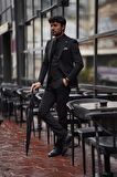 Guild Balkan Slim Fit Siyah Takım Elbise